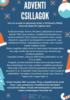 Adventi csillagok – vers- és novellaíró pályázatot hirdetett a Budai úti Könyvtár